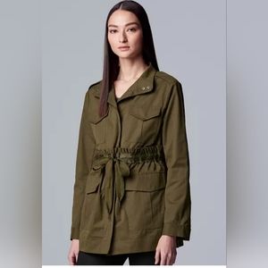 NWOT Vera Wang olive green military utility jacket size L